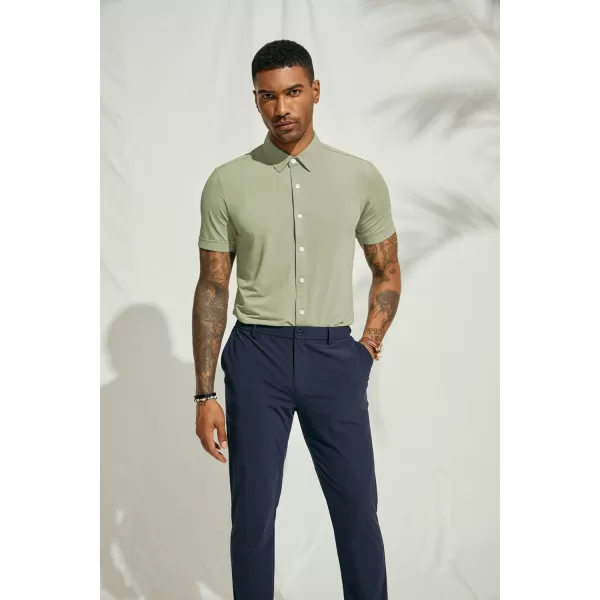 PJ PAUL JONES Mens Short Sleeve Casual Button Down Shirts 4-Way Stretch Travel Dress Shirt