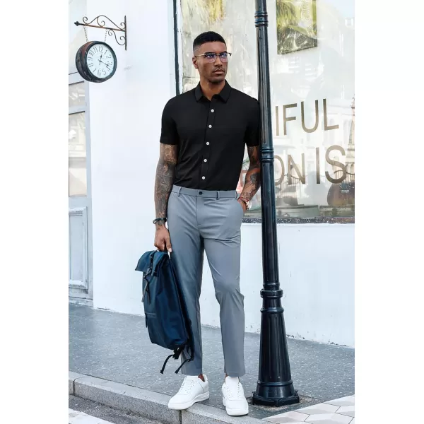 PJ PAUL JONES Mens Short Sleeve Casual Button Down Shirts 4-Way Stretch Travel Dress Shirt