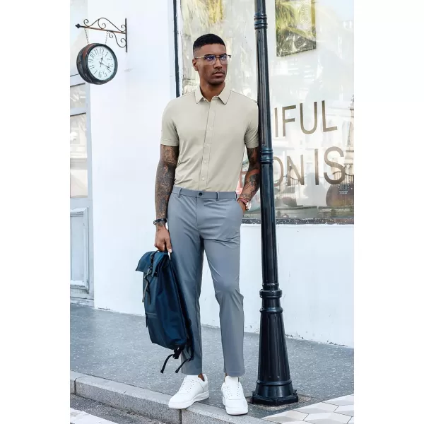 PJ PAUL JONES Mens Short Sleeve Casual Button Down Shirts 4-Way Stretch Travel Dress Shirt