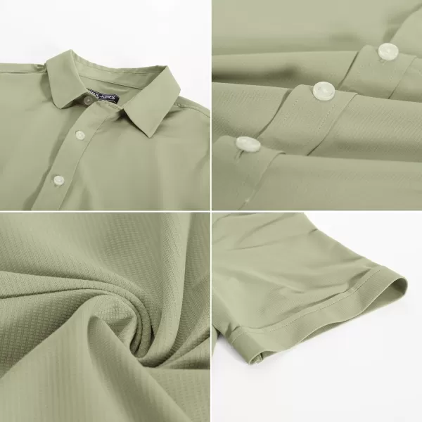 PJ PAUL JONES Mens Short Sleeve Casual Button Down Shirts 4-Way Stretch Travel Dress Shirt