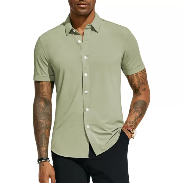 PJ PAUL JONES Mens Short Sleeve Casual Button Down Shirts 4-Way Stretch Travel Dress Shirt
