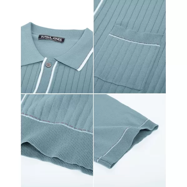 PJ PAUL JONES Men's Short Sleeve Knit Polo Shirt Vintage Button Down Golf Polo