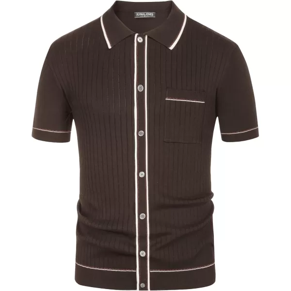 PJ PAUL JONES Men's Short Sleeve Knit Polo Shirt Vintage Button Down Golf Polo