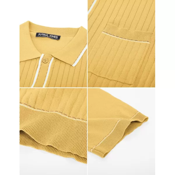 PJ PAUL JONES Men's Short Sleeve Knit Polo Shirt Vintage Button Down Golf Polo