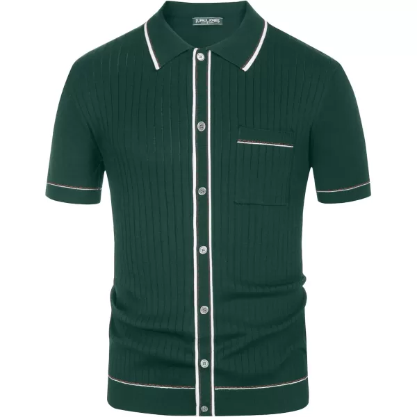 PJ PAUL JONES Men's Short Sleeve Knit Polo Shirt Vintage Button Down Golf Polo
