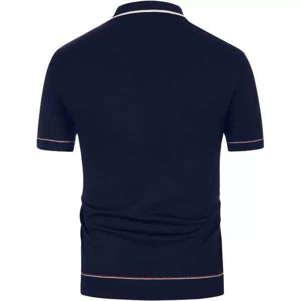 PJ PAUL JONES Men's Short Sleeve Knit Polo Shirt Vintage Button Down Golf Polo