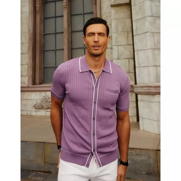 PJ PAUL JONES Men's Short Sleeve Knit Polo Shirt Vintage Button Down Golf Polo