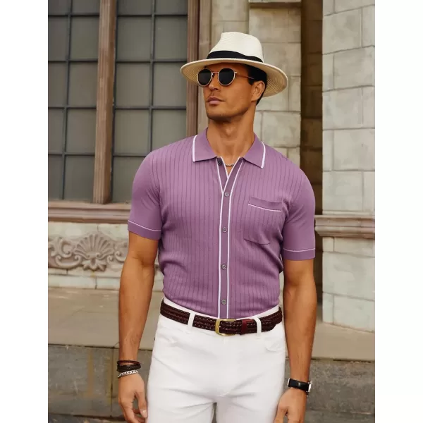 PJ PAUL JONES Men's Short Sleeve Knit Polo Shirt Vintage Button Down Golf Polo