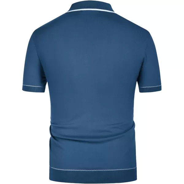 PJ PAUL JONES Men's Short Sleeve Knit Polo Shirt Vintage Button Down Golf Polo