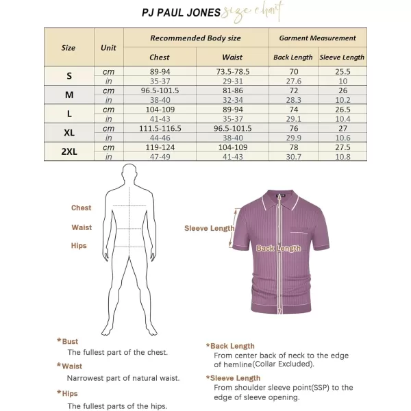 PJ PAUL JONES Men's Short Sleeve Knit Polo Shirt Vintage Button Down Golf Polo