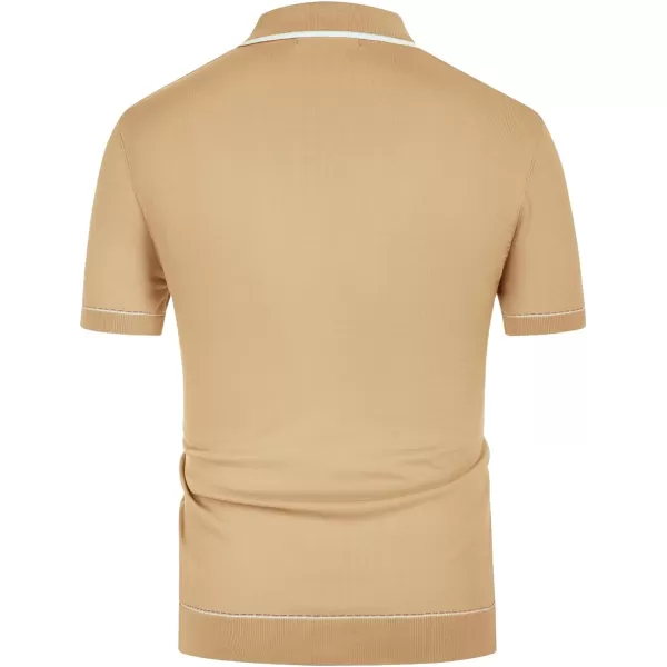 PJ PAUL JONES Men's Short Sleeve Knit Polo Shirt Vintage Button Down Golf Polo