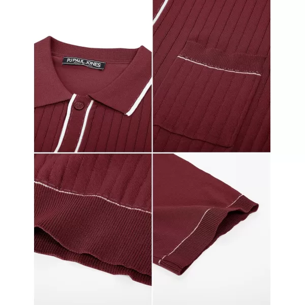 PJ PAUL JONES Men's Short Sleeve Knit Polo Shirt Vintage Button Down Golf Polo