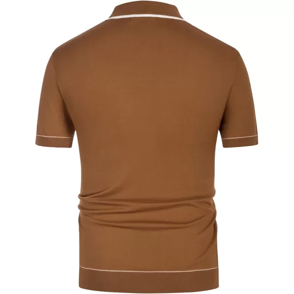 PJ PAUL JONES Men's Short Sleeve Knit Polo Shirt Vintage Button Down Golf Polo