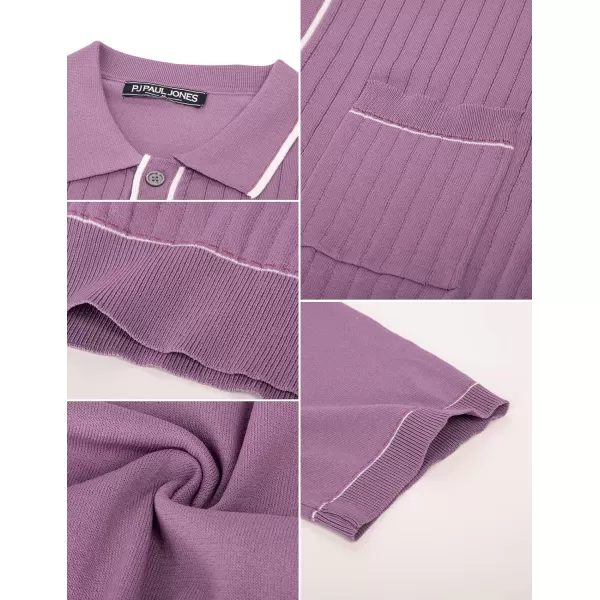 PJ PAUL JONES Men's Short Sleeve Knit Polo Shirt Vintage Button Down Golf Polo