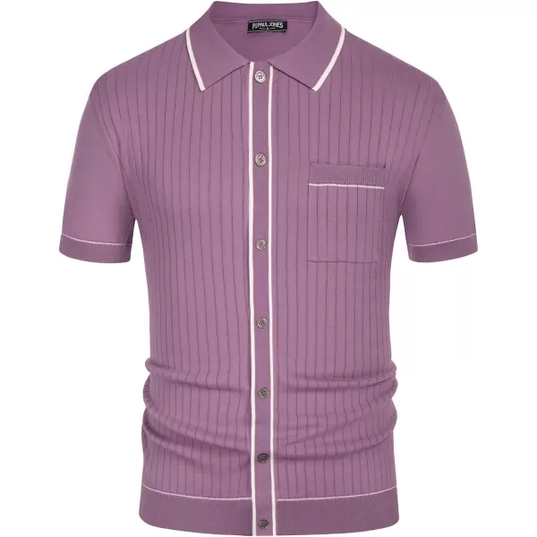 PJ PAUL JONES Men's Short Sleeve Knit Polo Shirt Vintage Button Down Golf Polo