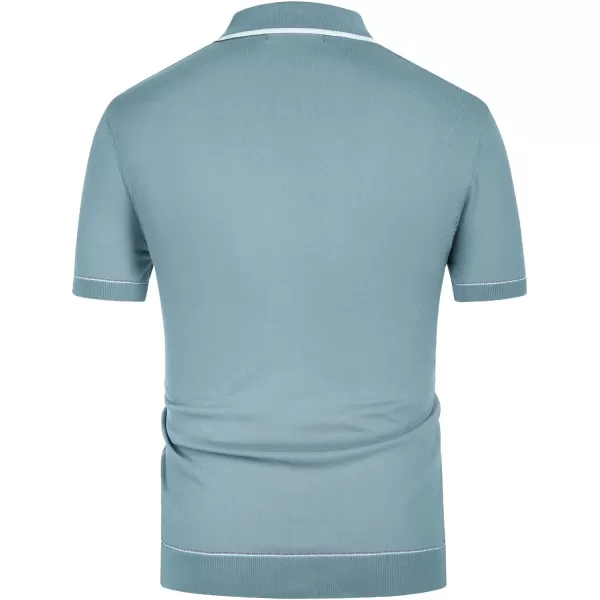 PJ PAUL JONES Men's Short Sleeve Knit Polo Shirt Vintage Button Down Golf Polo