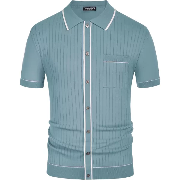 PJ PAUL JONES Men's Short Sleeve Knit Polo Shirt Vintage Button Down Golf Polo