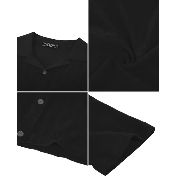 PJ PAUL JONES Mens Short Sleeve Textured Knit Shirt Breathable Button Down Polo Shirt