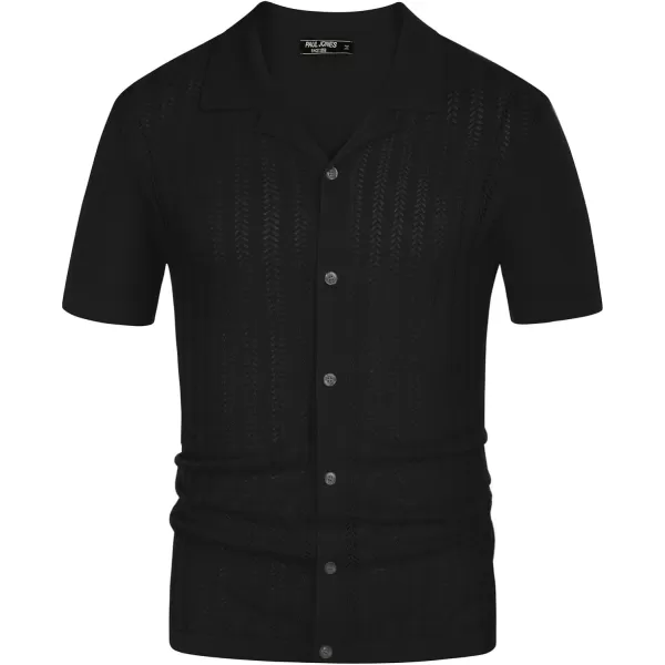 PJ PAUL JONES Mens Short Sleeve Textured Knit Shirt Breathable Button Down Polo Shirt