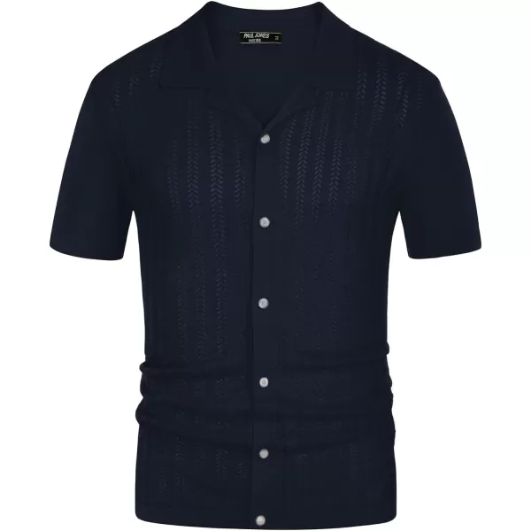 PJ PAUL JONES Mens Short Sleeve Textured Knit Shirt Breathable Button Down Polo Shirt