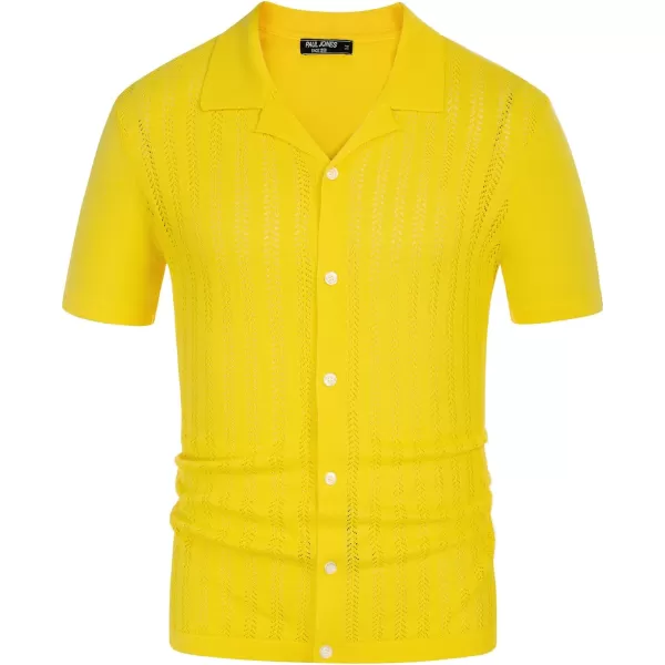 PJ PAUL JONES Mens Short Sleeve Textured Knit Shirt Breathable Button Down Polo Shirt