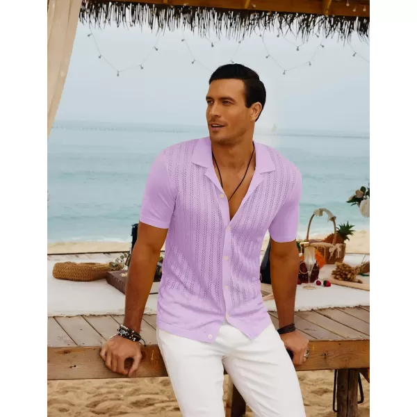 PJ PAUL JONES Mens Short Sleeve Textured Knit Shirt Breathable Button Down Polo Shirt