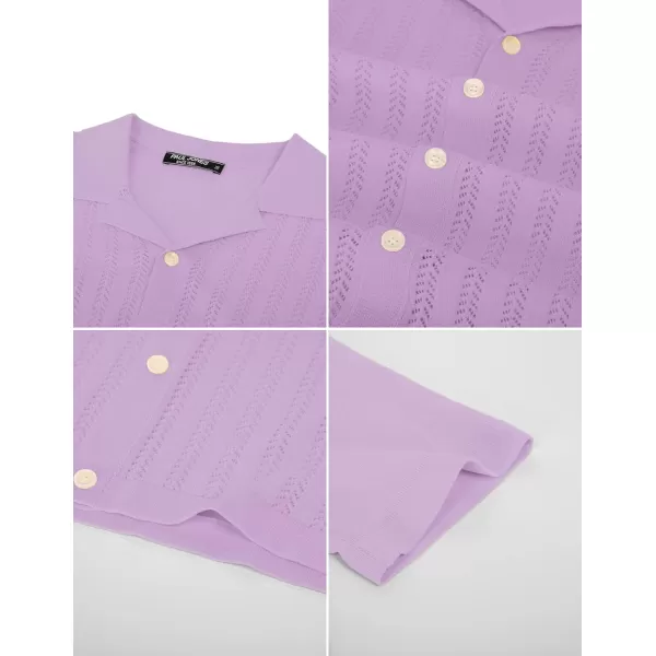 PJ PAUL JONES Mens Short Sleeve Textured Knit Shirt Breathable Button Down Polo Shirt