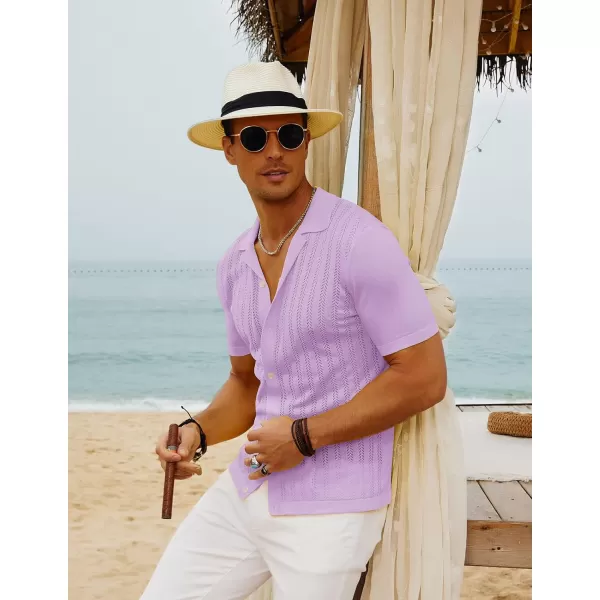PJ PAUL JONES Mens Short Sleeve Textured Knit Shirt Breathable Button Down Polo Shirt