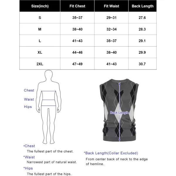 PJ PAUL JONES Men's Soft Argyle Sweater Vest Slim Fit V-Neck Knitted Pullover Vest