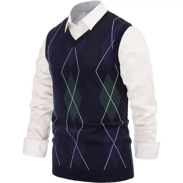 PJ PAUL JONES Men's Soft Argyle Sweater Vest Slim Fit V-Neck Knitted Pullover Vest