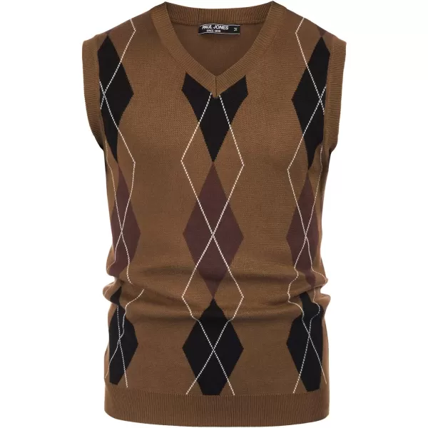 PJ PAUL JONES Men's Soft Argyle Sweater Vest Slim Fit V-Neck Knitted Pullover Vest