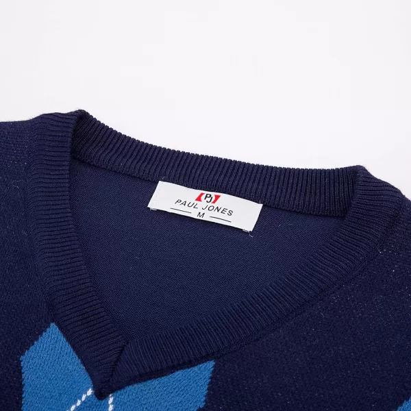 PJ PAUL JONES Men's Soft Argyle Sweater Vest Slim Fit V-Neck Knitted Pullover Vest