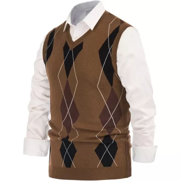 PJ PAUL JONES Men's Soft Argyle Sweater Vest Slim Fit V-Neck Knitted Pullover Vest