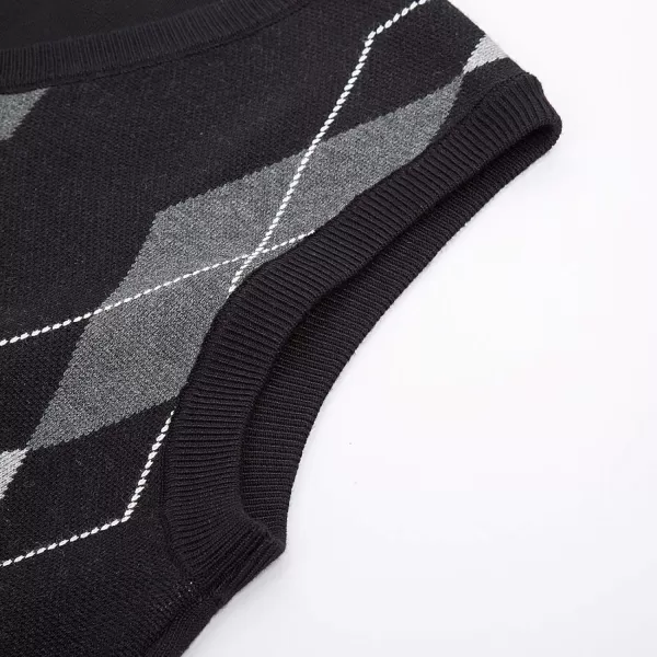 PJ PAUL JONES Men's Soft Argyle Sweater Vest Slim Fit V-Neck Knitted Pullover Vest