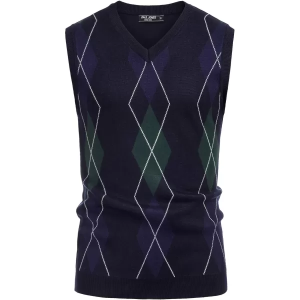 PJ PAUL JONES Men's Soft Argyle Sweater Vest Slim Fit V-Neck Knitted Pullover Vest