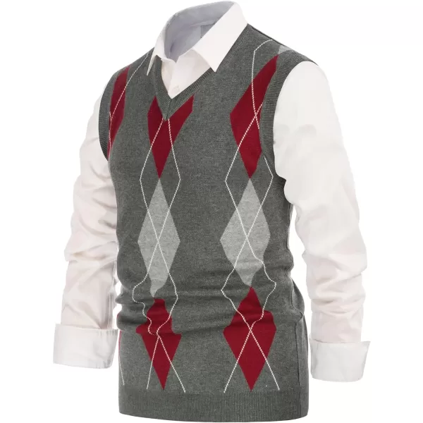 PJ PAUL JONES Men's Soft Argyle Sweater Vest Slim Fit V-Neck Knitted Pullover Vest