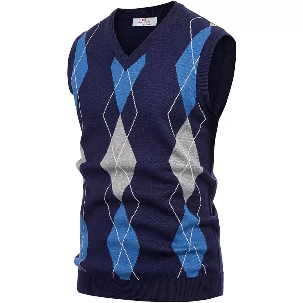 PJ PAUL JONES Men's Soft Argyle Sweater Vest Slim Fit V-Neck Knitted Pullover Vest