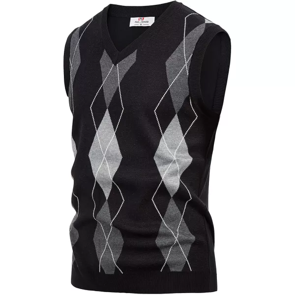 PJ PAUL JONES Men's Soft Argyle Sweater Vest Slim Fit V-Neck Knitted Pullover Vest