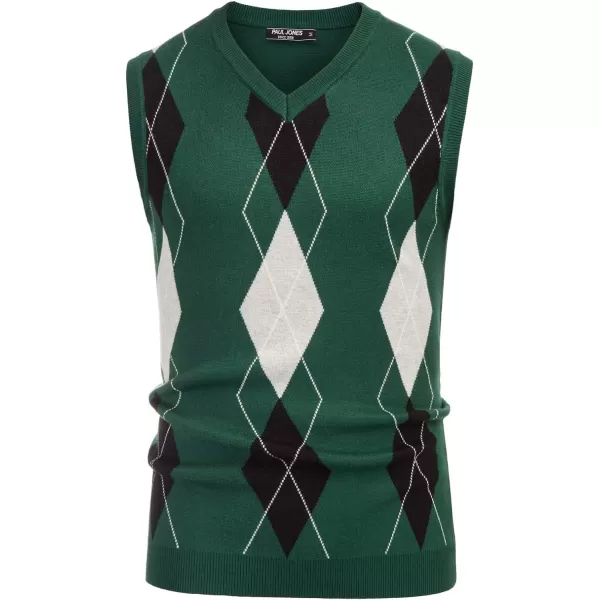 PJ PAUL JONES Men's Soft Argyle Sweater Vest Slim Fit V-Neck Knitted Pullover Vest