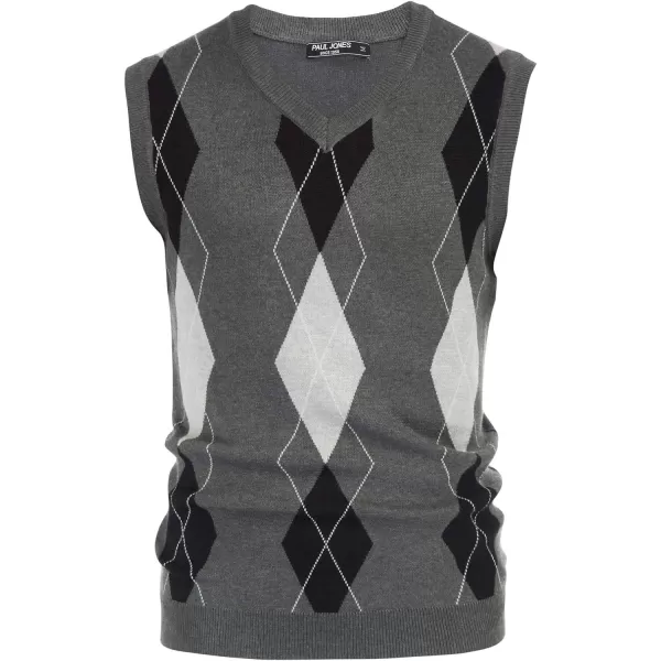 PJ PAUL JONES Men's Soft Argyle Sweater Vest Slim Fit V-Neck Knitted Pullover Vest