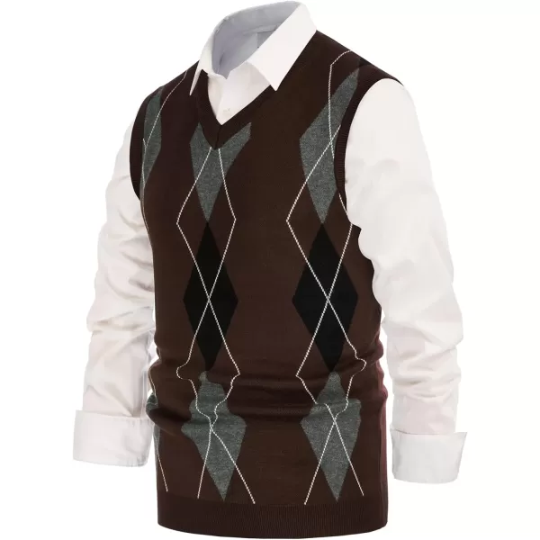 PJ PAUL JONES Men's Soft Argyle Sweater Vest Slim Fit V-Neck Knitted Pullover Vest