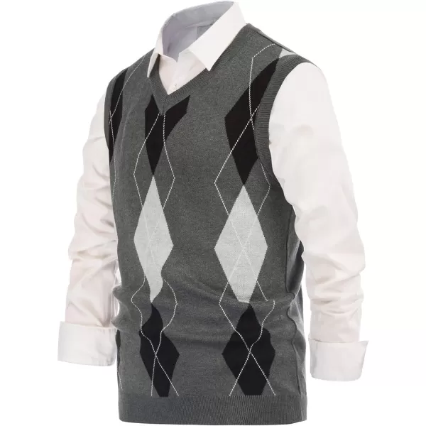 PJ PAUL JONES Men's Soft Argyle Sweater Vest Slim Fit V-Neck Knitted Pullover Vest
