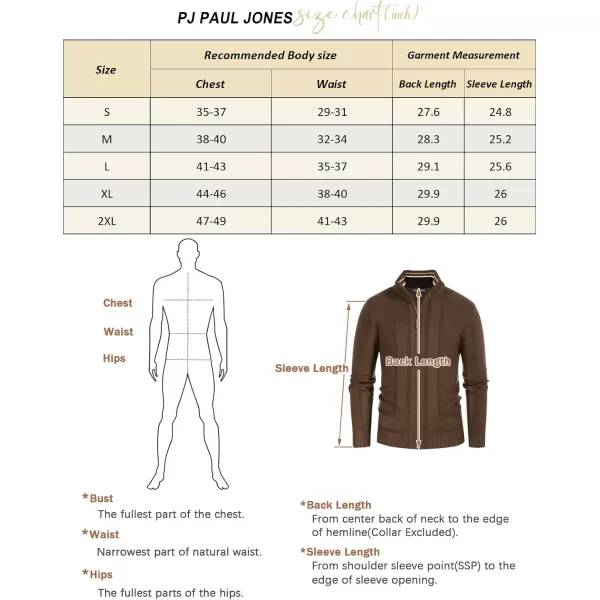 PJ PAUL JONES Mens Stand Collar Full Zip Cardigan Sweater Vintage Geometric Sweaters