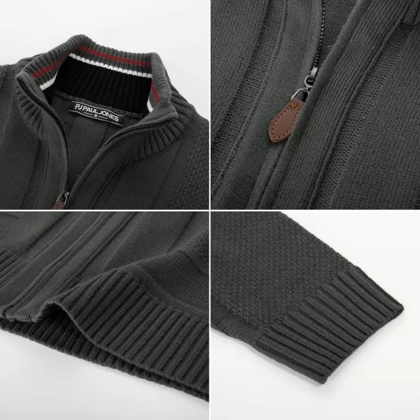 PJ PAUL JONES Mens Stand Collar Full Zip Cardigan Sweater Vintage Geometric Sweaters