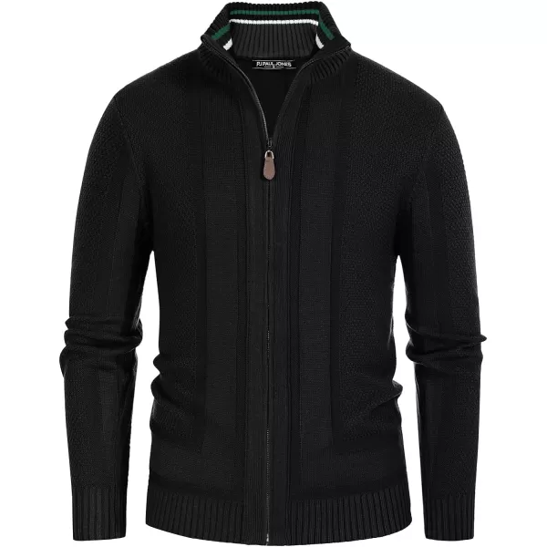 PJ PAUL JONES Mens Stand Collar Full Zip Cardigan Sweater Vintage Geometric Sweaters