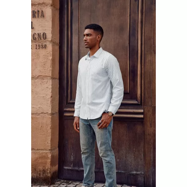 PJ PAUL JONES Men's Striped Button Down Shirts Long Sleeve Regular Fit Casual Shirts with Pocket