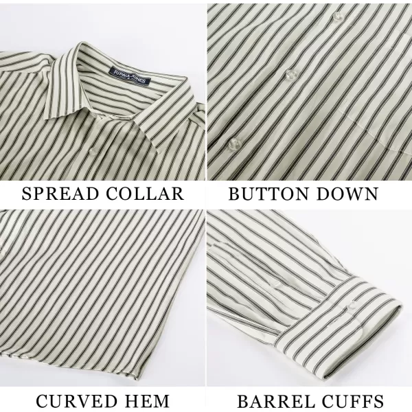 PJ PAUL JONES Men's Striped Button Down Shirts Long Sleeve Regular Fit Casual Shirts with Pocket