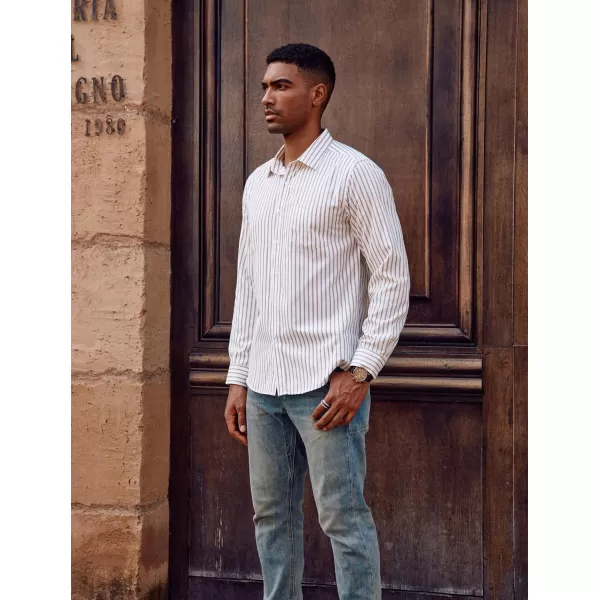 PJ PAUL JONES Men's Striped Button Down Shirts Long Sleeve Regular Fit Casual Shirts with Pocket