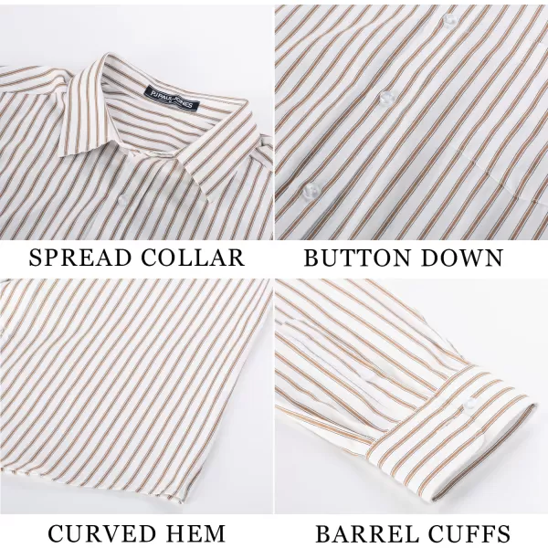 PJ PAUL JONES Men's Striped Button Down Shirts Long Sleeve Regular Fit Casual Shirts with Pocket