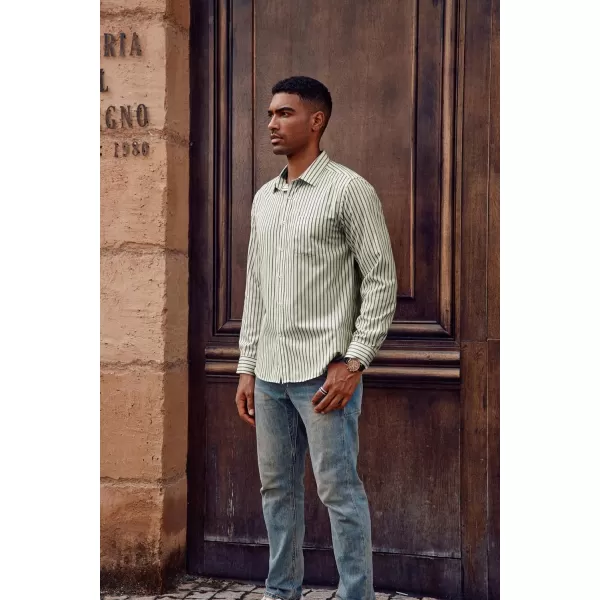 PJ PAUL JONES Men's Striped Button Down Shirts Long Sleeve Regular Fit Casual Shirts with Pocket